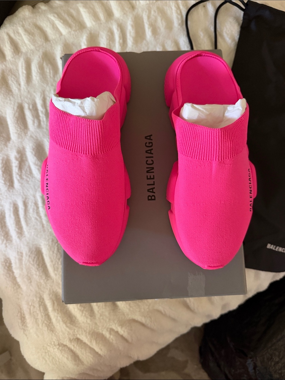 Balenciaga Hot Pink Slip-On Sock Mules